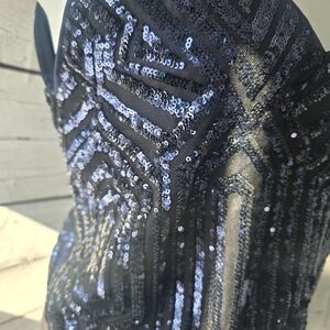 Forever 21 Navy Sequin Crop Top Small Adjustable Strappy
